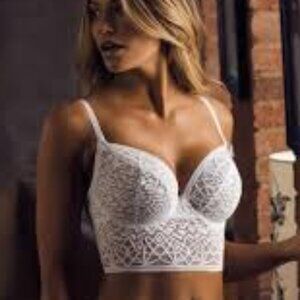 FREYA Soiree Lace Bralette Longline in White Size 34DD/34E Brand New w/ Tags NWT